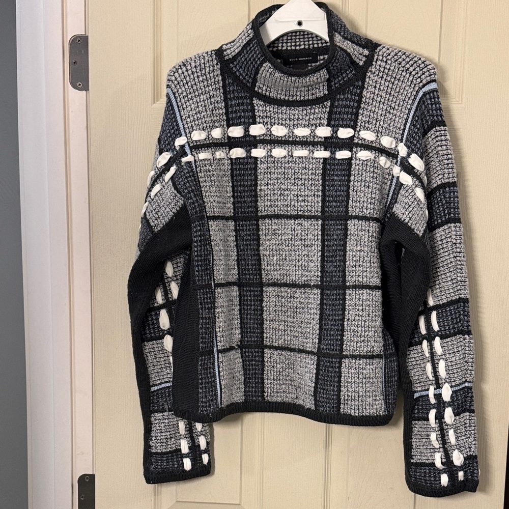 Club Monaco Black and Gray Turtleneck Sweater